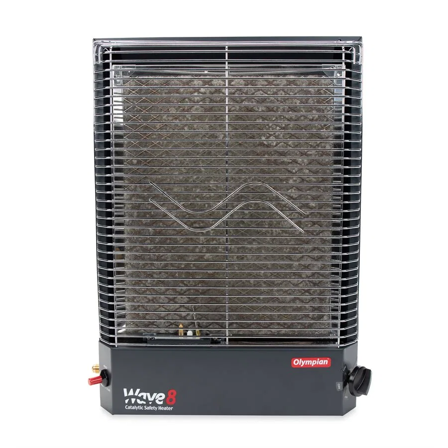 57351 – CAMCO Space Heater, Wave 8 Catalytic LP Gas Powered Can Be Used As Either Portable or Wall Mount 4200 to 8000...